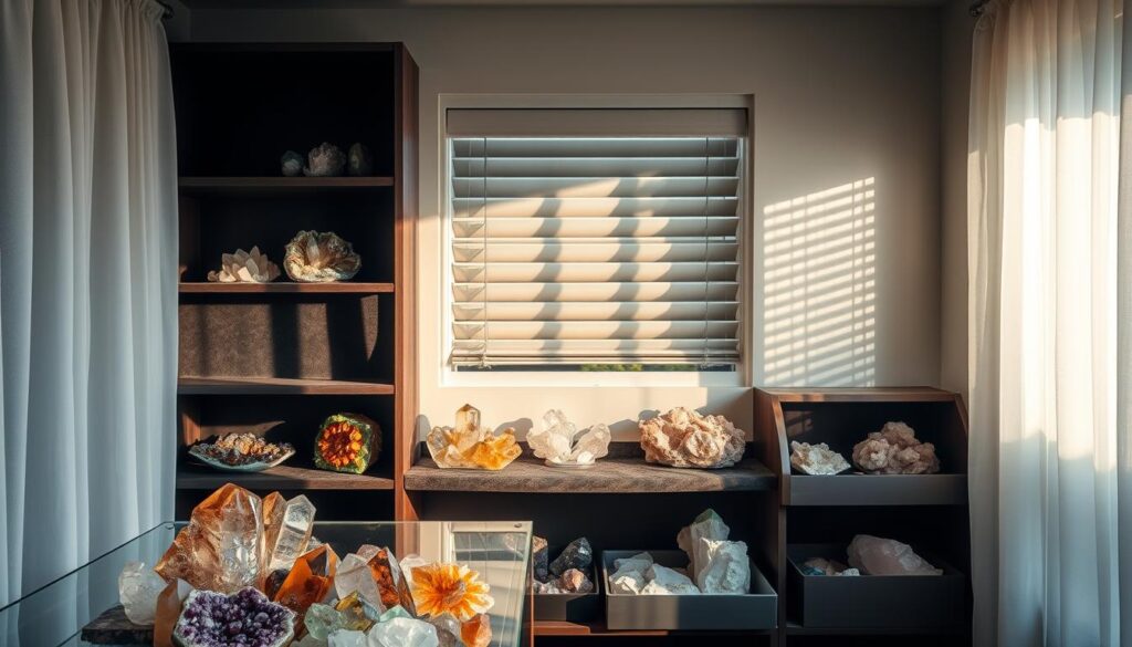 Managing light exposure for crystal storage