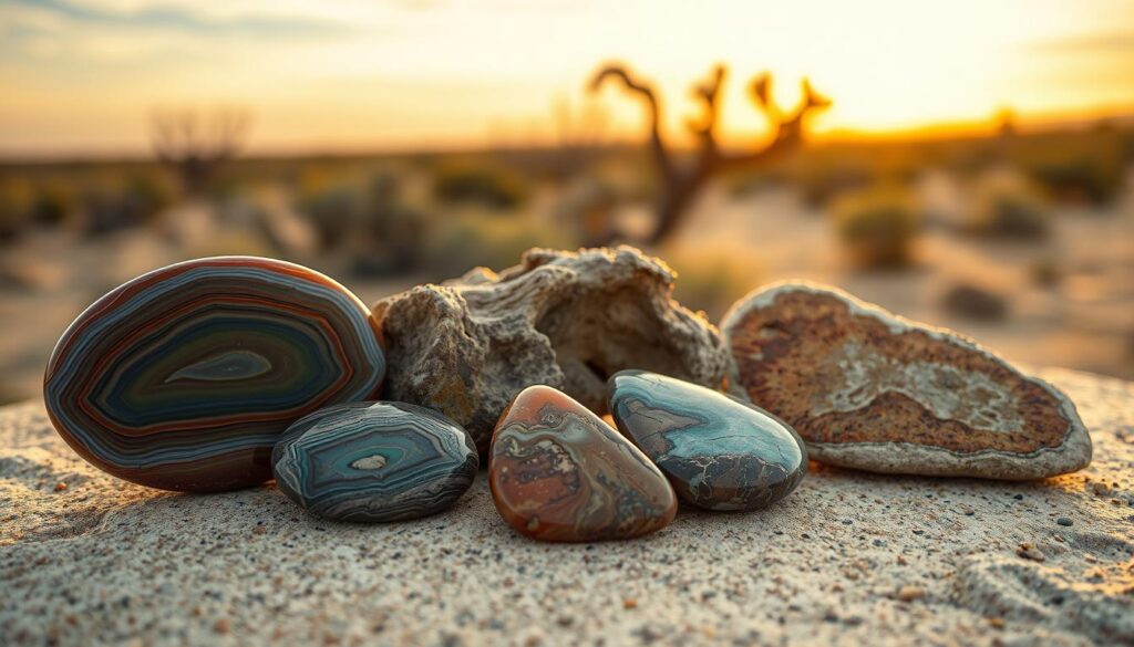 Texas gemstones including agate, jasper, and petrified wood