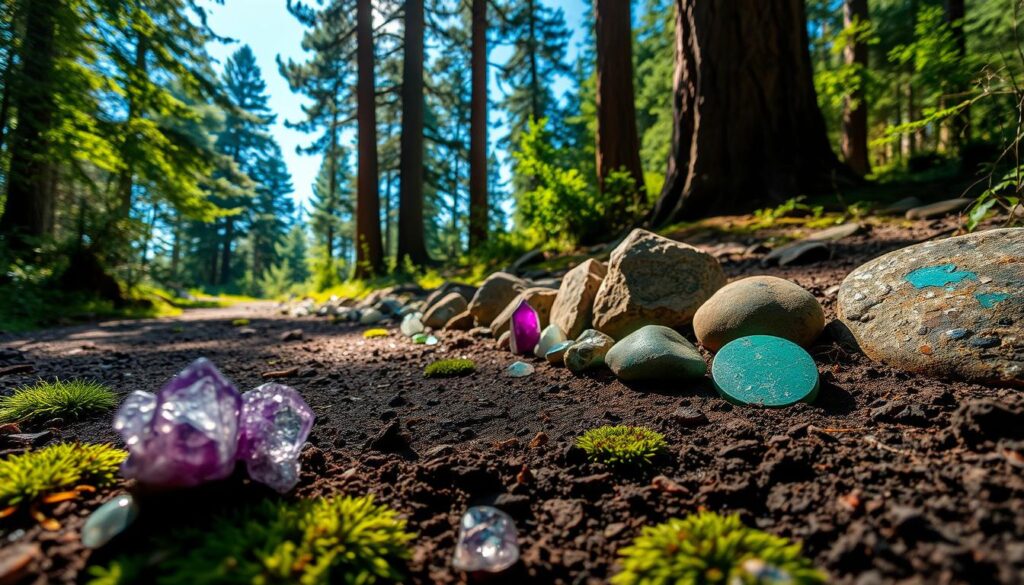 mineral specimens on hiking trails